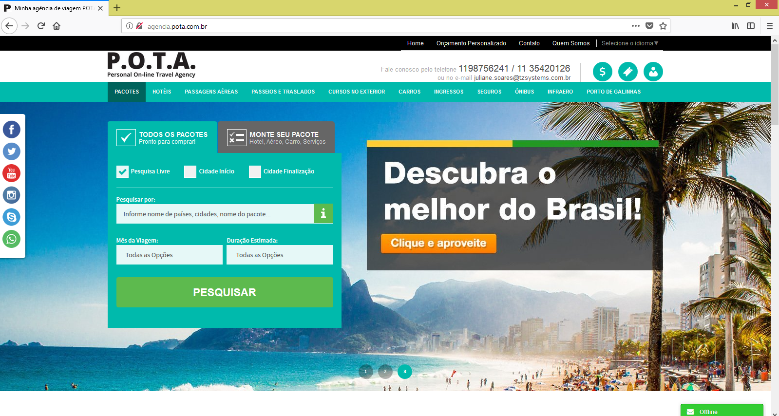 Outro exemplo prático de um layout da P.O.T.A. no software de teste